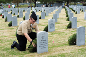 William Moen participated in Wreaths Across America, a program that honors fallen troops.